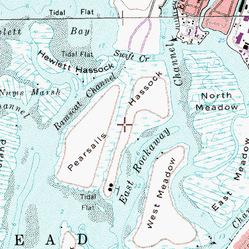 Topographic Map of Pearsalls Hassock, NY