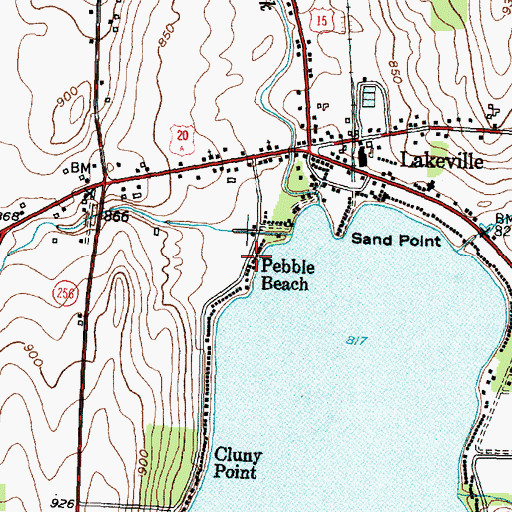 Topographic Map of Pebble Beach, NY