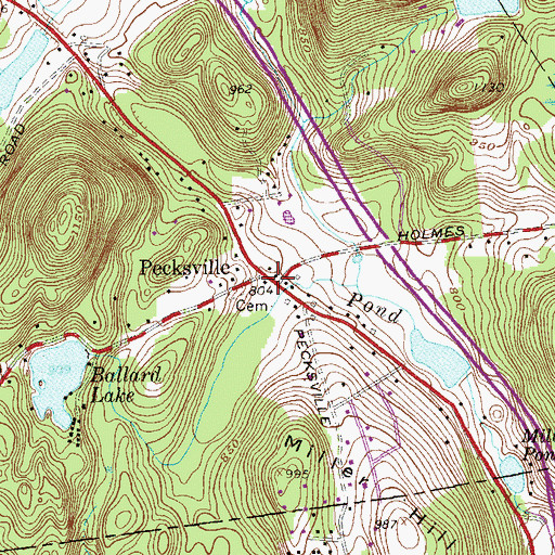 Topographic Map of Pecksville, NY
