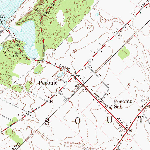 Topographic Map of Peconic, NY