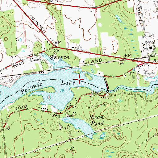 Topographic Map of Peconic Lake, NY