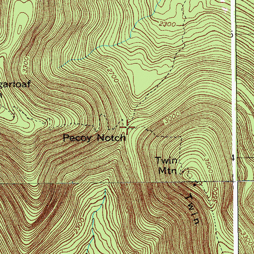Topographic Map of Pecoy Notch, NY
