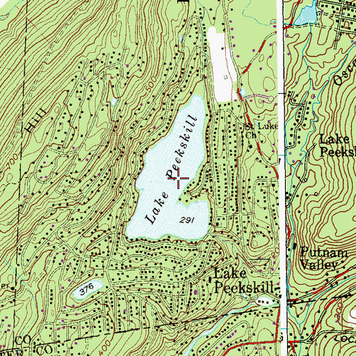 Topographic Map of Lake Peekskill, NY