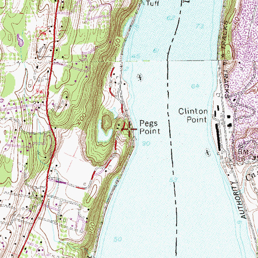 Topographic Map of Pegs Point, NY