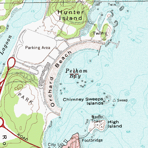 Topographic Map of Pelham Bay, NY