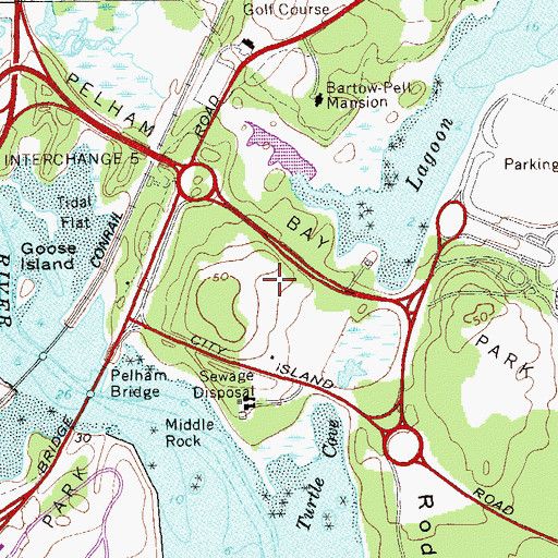 Topographic Map of Pelham Bay Park, NY