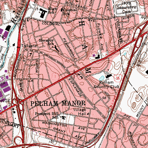 Topographic Map of Pelham Manor, NY