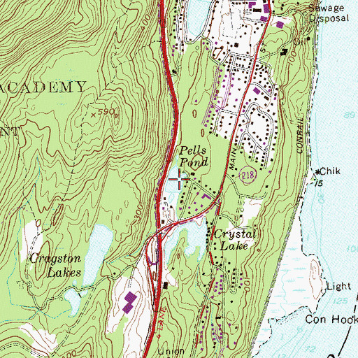 Topographic Map of Pells Pond, NY