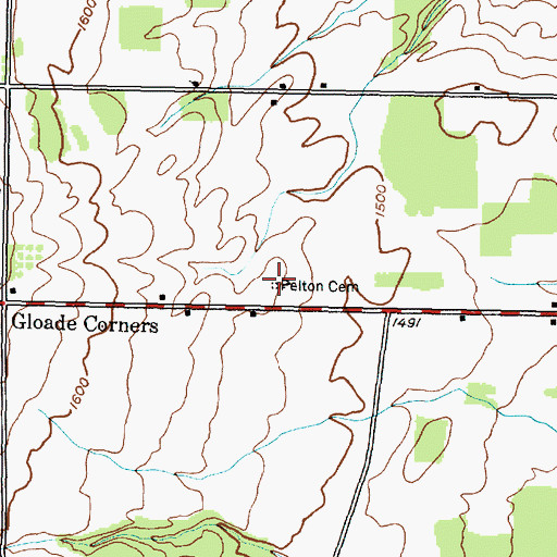 Topographic Map of Pelton Cemetery, NY