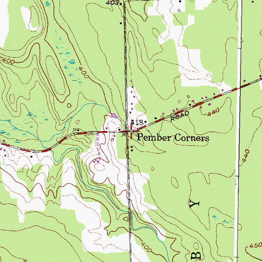Topographic Map of Pember Corners, NY