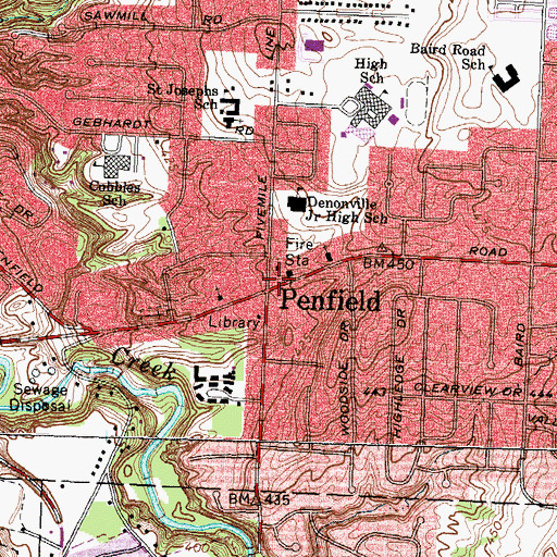 Topographic Map of Penfield, NY