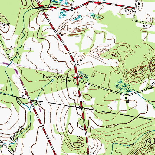Topographic Map of Penn Y Caerau Cemetery, NY