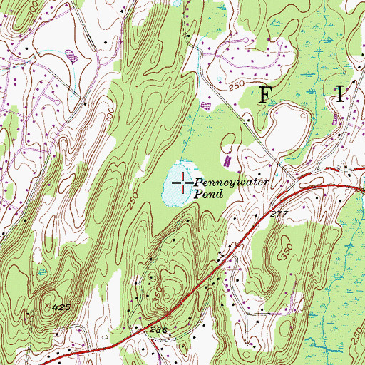 Topographic Map of Penneywater Pond, NY