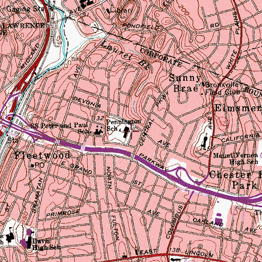 Topographic Map of Francis W Pennington Public School Number 16, NY