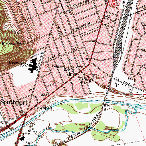 Topographic Map of Pennsylvania Avenue School (historical), NY