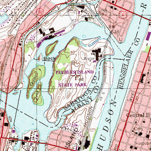 Topographic Map of Peebles Island, NY