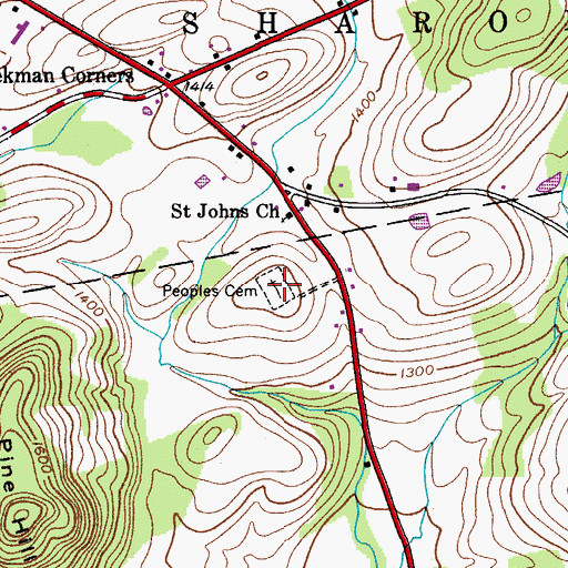 Topographic Map of Peoples Cemetery, NY