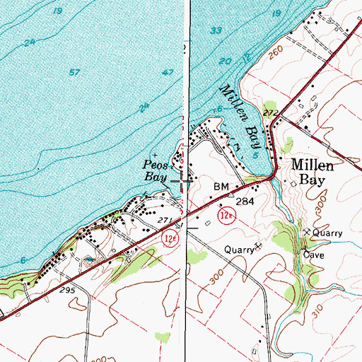 Topographic Map of Peos Bay, NY