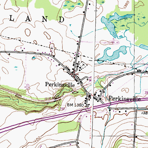 Topographic Map of Perkinsville, NY