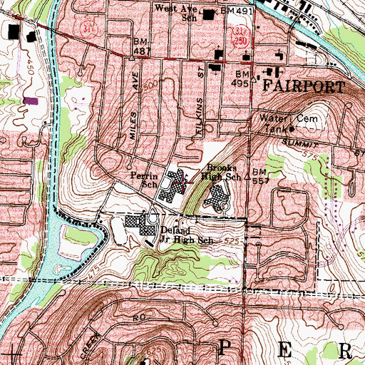 Topographic Map of Johanna Perrin Middle School, NY