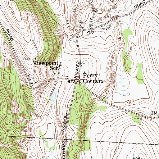 Topographic Map of Perry Corners, NY