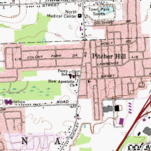 Topographic Map of Nate Perry Elementary School, NY