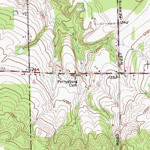 Topographic Map of Perrysburg Cemetery, NY