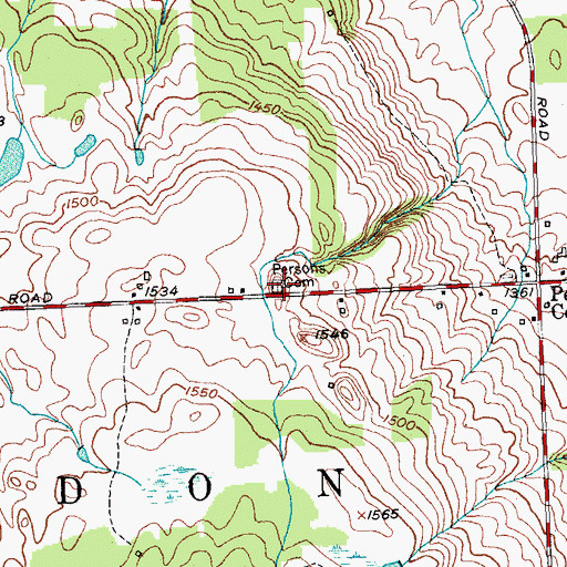 Topographic Map of Persons Pioneer Cemetery, NY