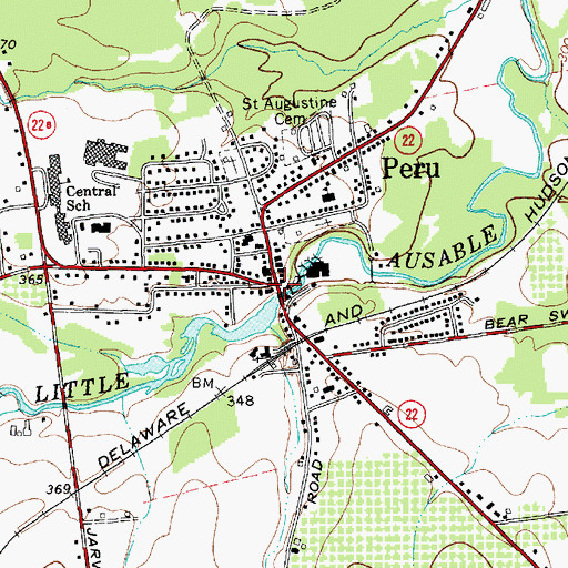 Topographic Map of Peru, NY