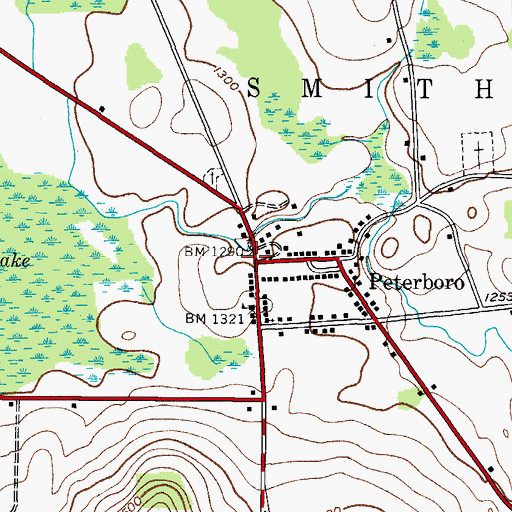 Topographic Map of Peterboro, NY