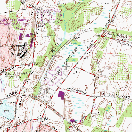 Topographic Map of Peters Cemetery, NY