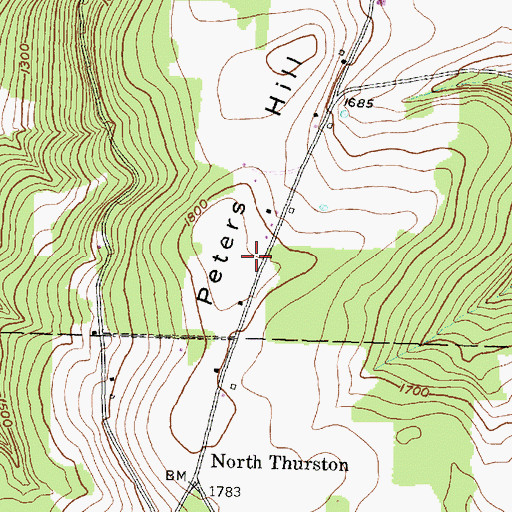 Topographic Map of Peters Hill, NY