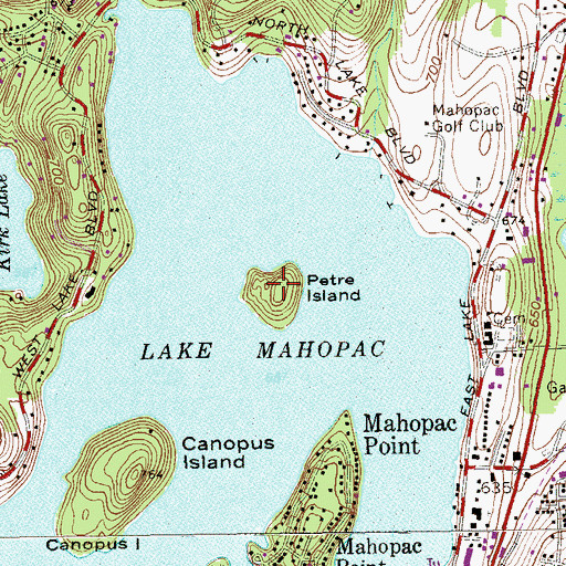Topographic Map of Petre Island, NY