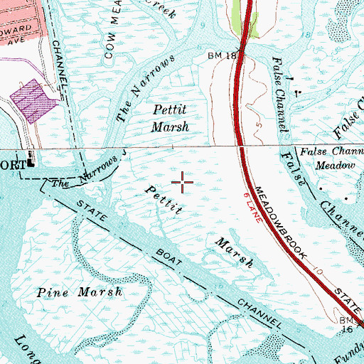 Topographic Map of Pettit Marsh, NY
