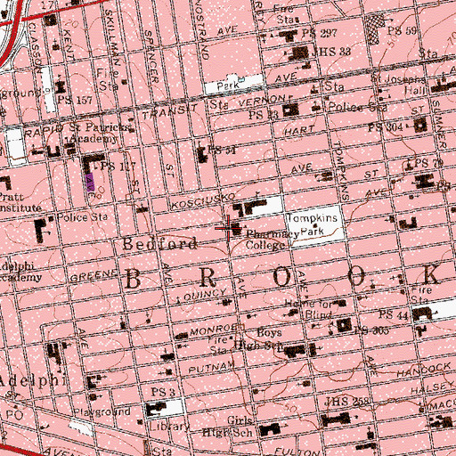 Topographic Map of Brooklyn College of Pharmacy, NY