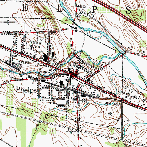 Topographic Map of Phelps, NY