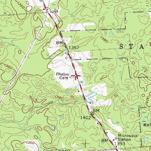 Topographic Map of Phelps Cemetery, NY