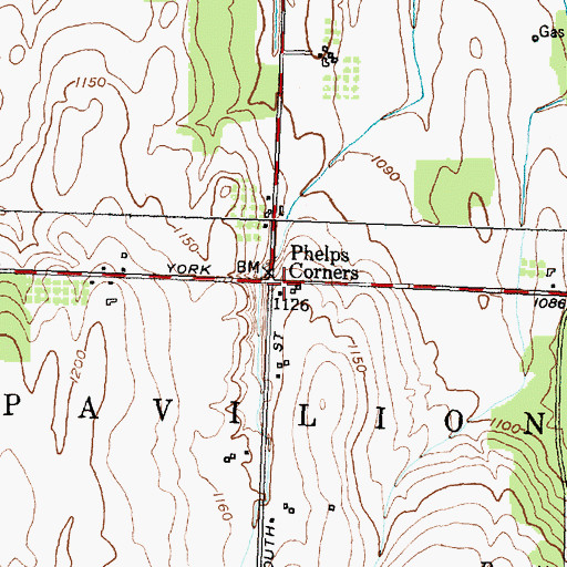 Topographic Map of Phelps Corners, NY