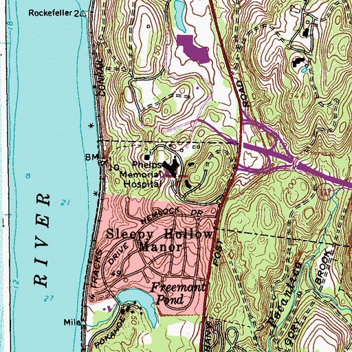 Topographic Map of Phelps Memorial Hospital Center, NY
