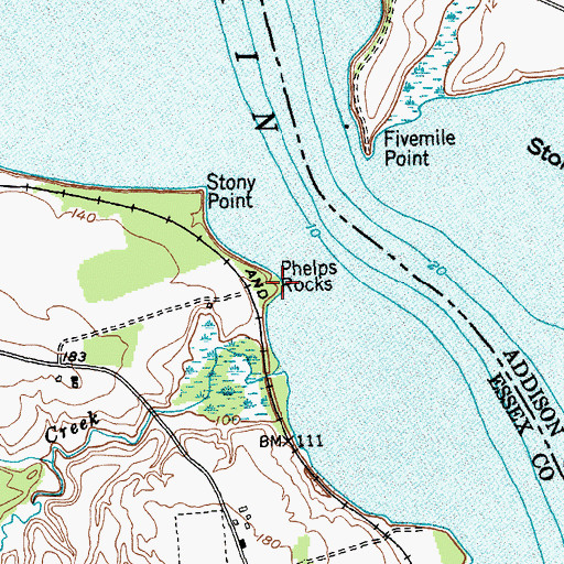 Topographic Map of Phelps Rocks, NY