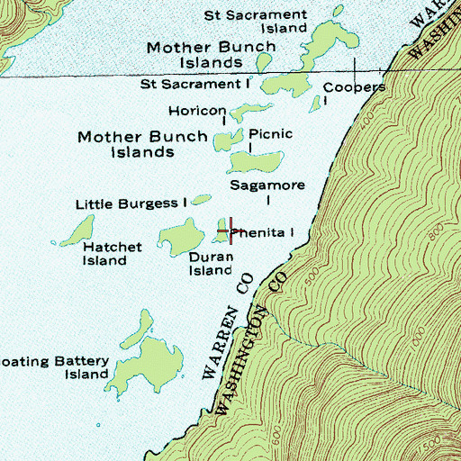 Topographic Map of Phenita Island, NY