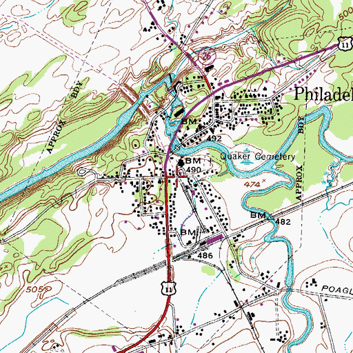 Topographic Map of Philadelphia, NY