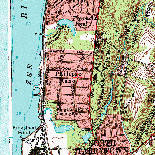 Topographic Map of Philipse Manor, NY