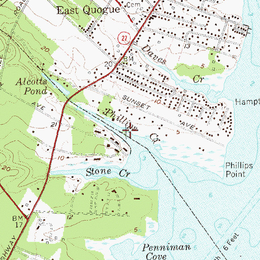 Topographic Map of Phillips Creek, NY