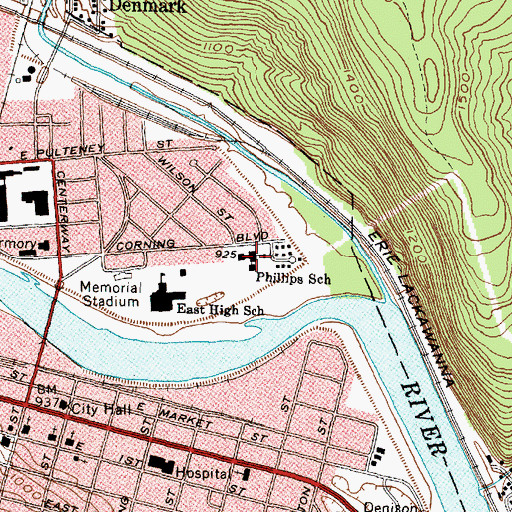 Topographic Map of Kent W Phillips Elementary School, NY