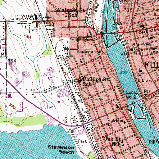 Topographic Map of Phillips Street Junior High School, NY