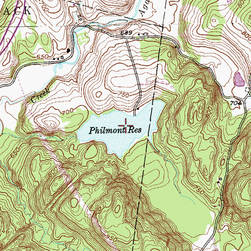 Topographic Map of Philmont Reservoir, NY