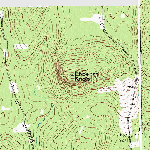 Topographic Map of Phoebes Knob, NY