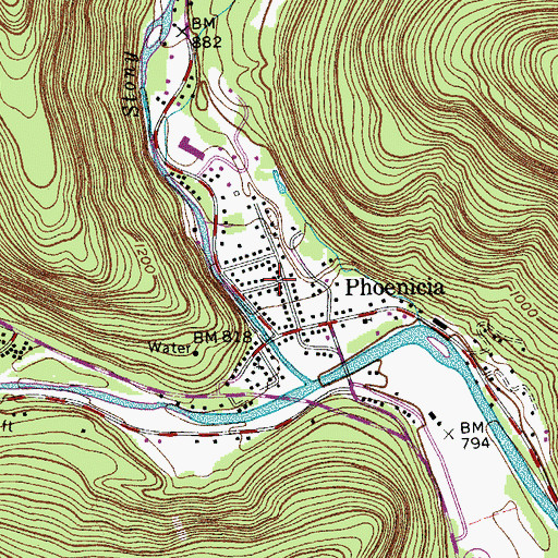 Topographic Map of Phoenicia, NY