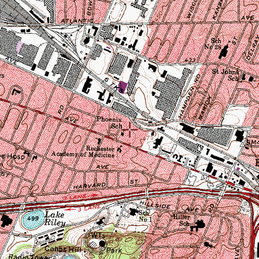 Topographic Map of Phoenix School, NY